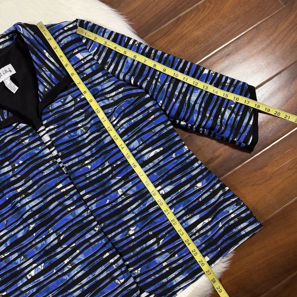 Joseph Ribkoff Women's Size 16 Blue‎ and Black Open Front Cardigan Blazer Jacket